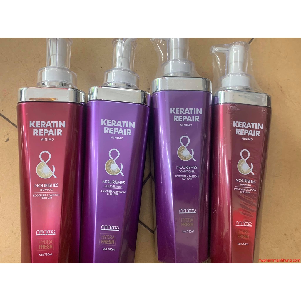 Cặp dầu gội xả Keratin Repair Minimo 750ml x2