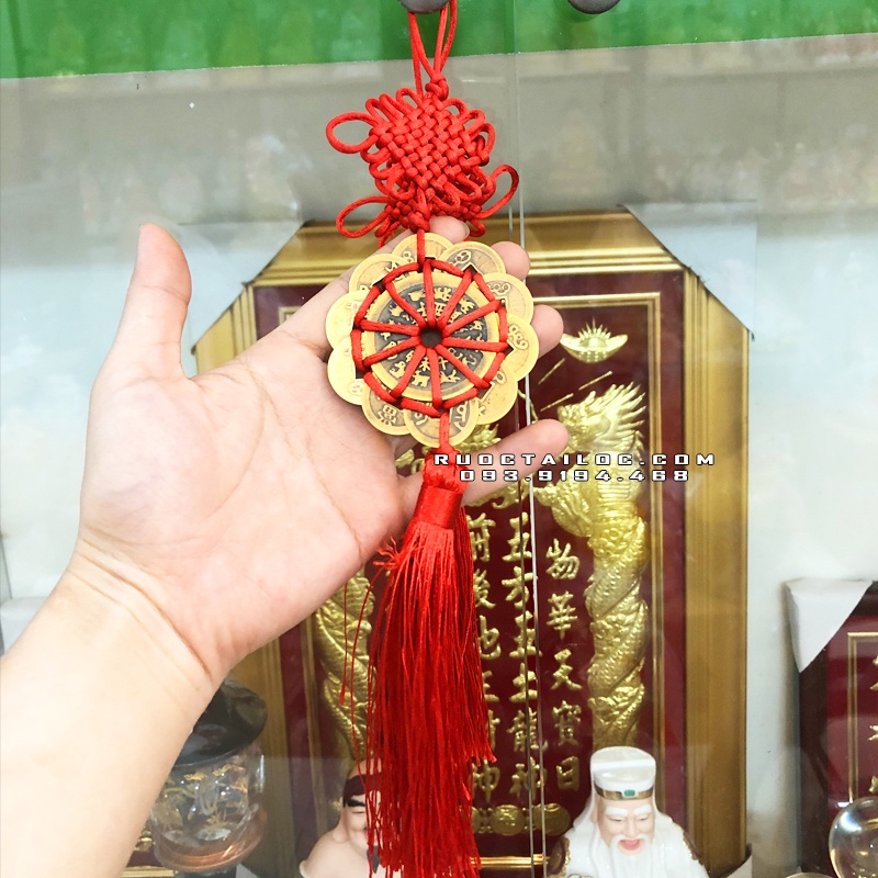 Dây Treo Tài Lộc Hoa Mai Thập Toàn Bằng Đồng Xu Cổ Kết Như Ý