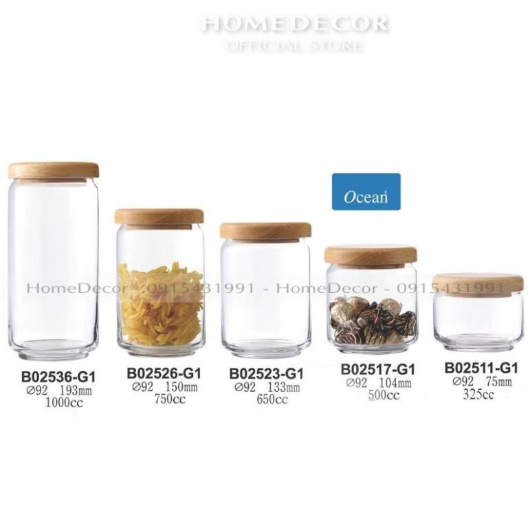 Hũ thủy tinh Ocean Pop nắp gỗ (các cỡ) | BigBuy360 - bigbuy360.vn