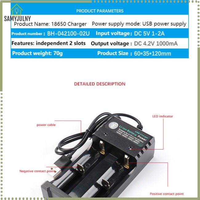 Cục Sạc Pin Li-ion 18650 18350 16340 14500 Cổng USB Famyjuny 3.7V