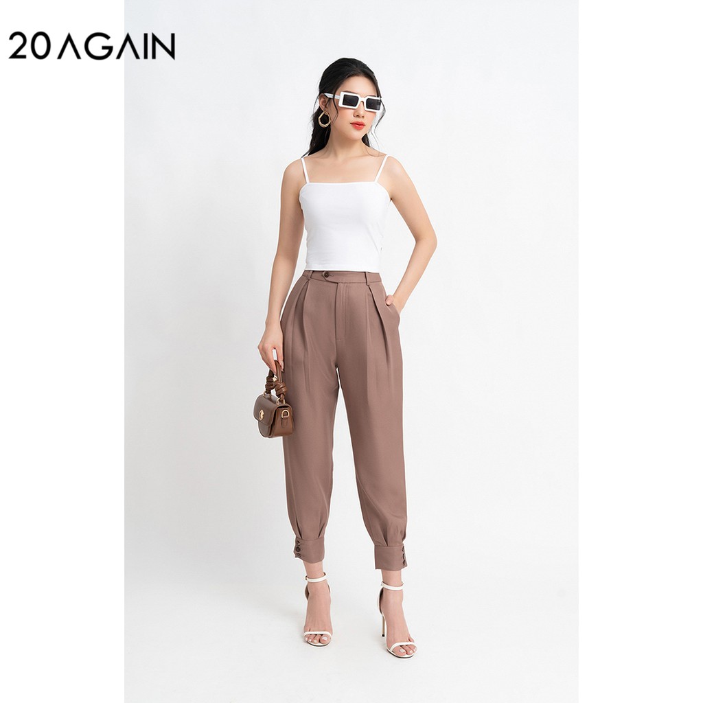 Quần baggy nữ công sở 20AGAIN đủ màu, đủ size, ống bó đính cúc QGW0920