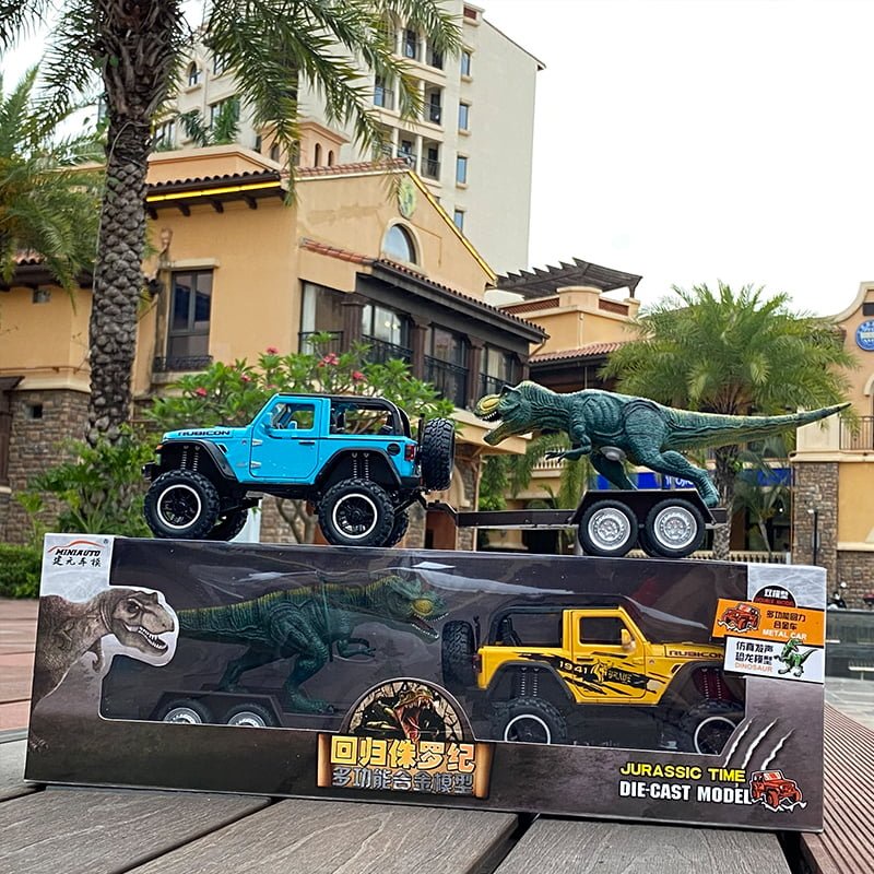 Mô hình xe Jeep Wrangler 1941 Edition + Khủng long 1:20 MiniAuto