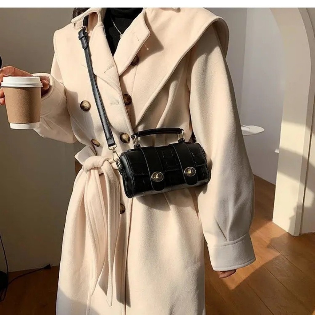 Túi Xách Mini Cầm Tay Nữ Chất Da Rắn Tặng Kèm Dây Đeo Chéo Size 18