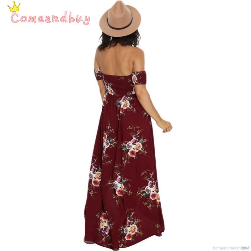 Đầm maxi trễ vai họa tiết hoa duyên dáng và điệu đà cho nữ | BigBuy360 - bigbuy360.vn