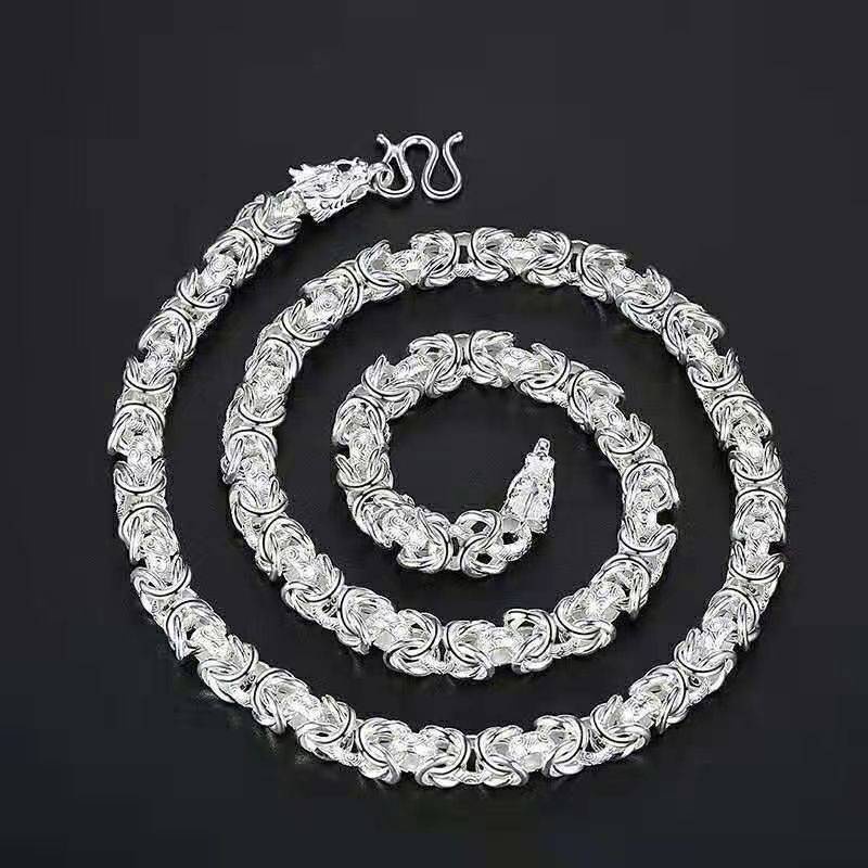 Che vòng cổ. Dây Chuyền Bạc S999 Mặt Hình Đầu Rồng Thời Trang Cho Nam
