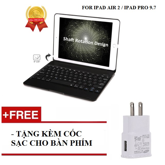 Bàn phím bluetooth cho ipad Air 2 và ipad pro 9.7 inch Tặng kèm cốc sạc