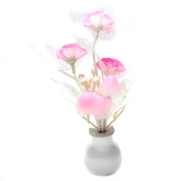 ĐÈN NGỦ CẢM ỨNG TỰ ĐỘNG SÁNG VÀ ĐỔI MÀU NẤM HOA HỒNG