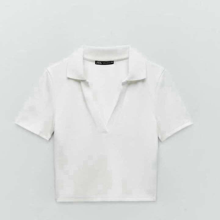 Áo Polo Nữ Ngắn Tay Cổ V Chất Thun Co Dãn Thiết Kế Basic Style Ulzzang | BigBuy360 - bigbuy360.vn