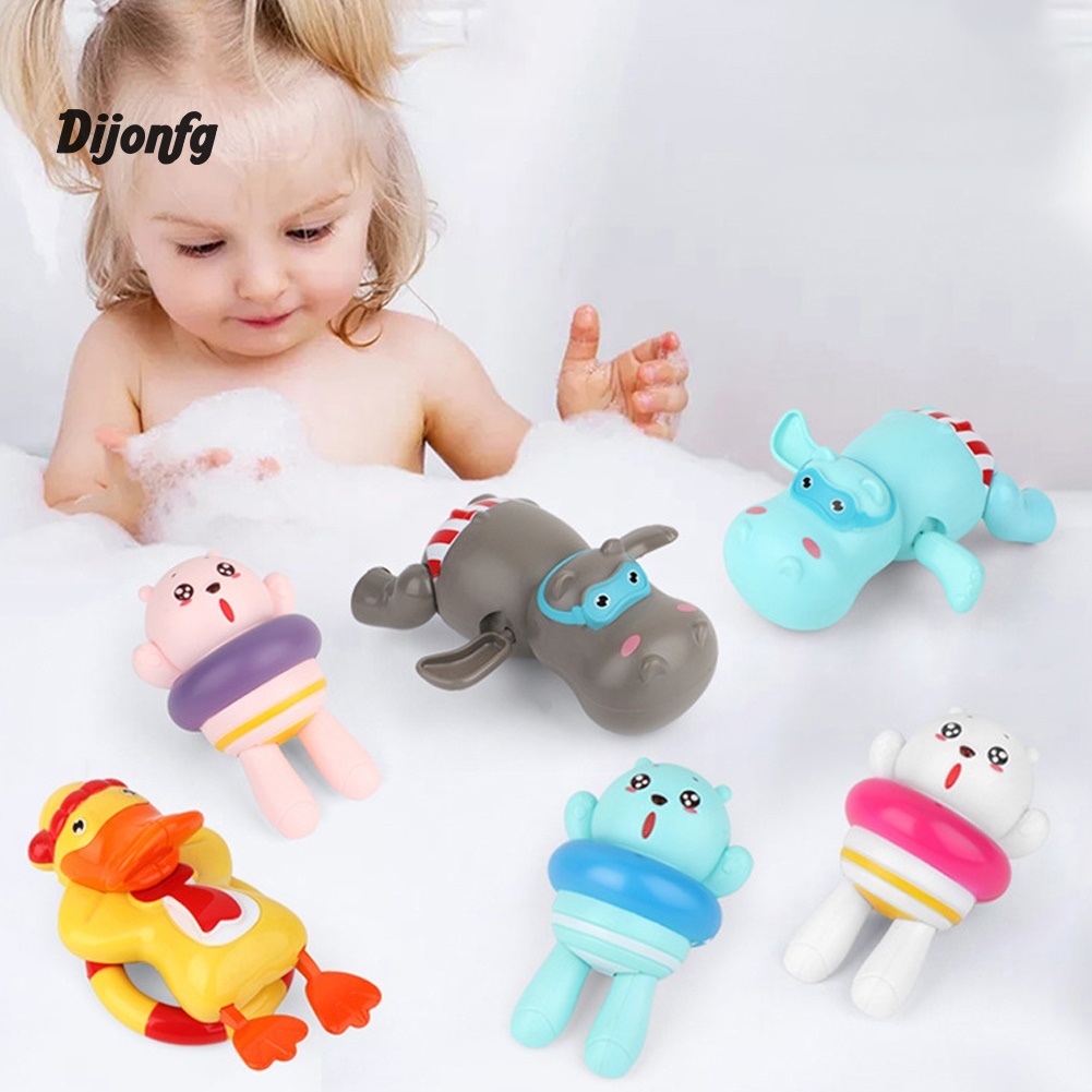 Di Baby Cute Hippo Bear Duck Wind Up Clockwork Bathroom Water Play Game Bath Toy