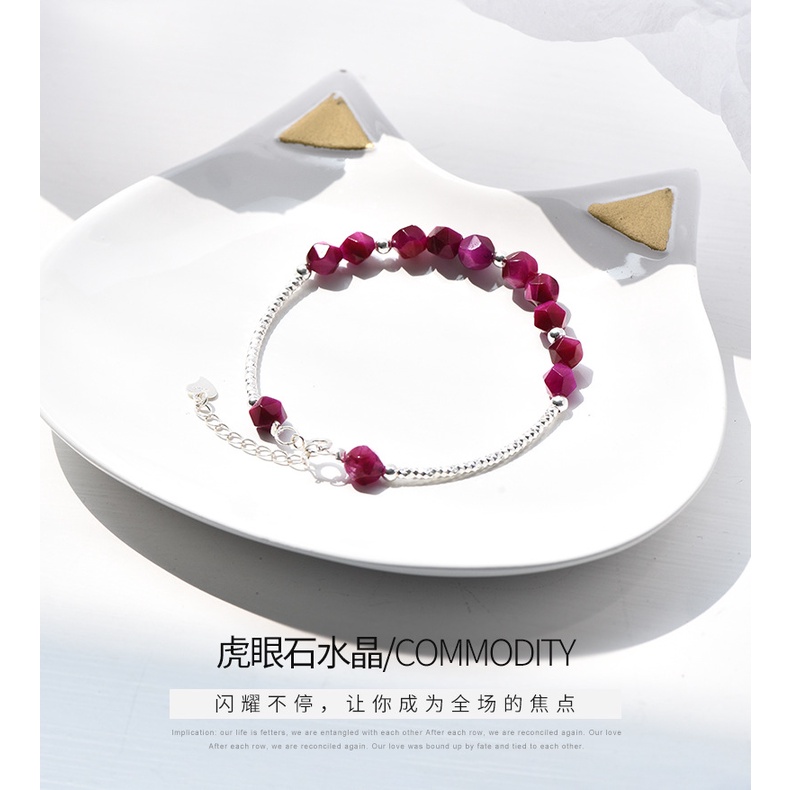 [Hàng Mới Về] Vòng Tay Đá Mắt Hổ Nhỏ Màu Đỏ Hồng Mắt Hổ Tươi Mới Thời Trang Mùa Hè