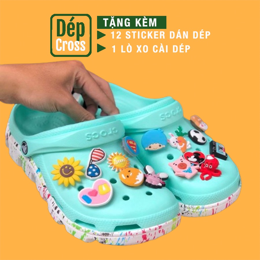 Giàydép Cross vảy sơn xanh ra trời nhạt DEPCRDUET tặng thêm 12 jibitz cross