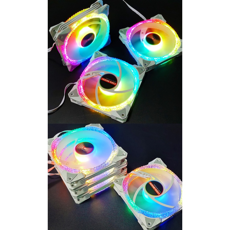 Quạt Tản Nhiệt, Fan Led ARGB Coolmoon S2 - Led Dual Ring  - Tặng kèm ốc vít