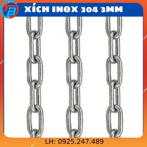 Xích inox 304 Ø 3 mm, xích inox trang trí dài 1 mét ( có cắt theo số lượng) - Kim khí Vattuvina CÁP THÉP THỦ ĐỨC