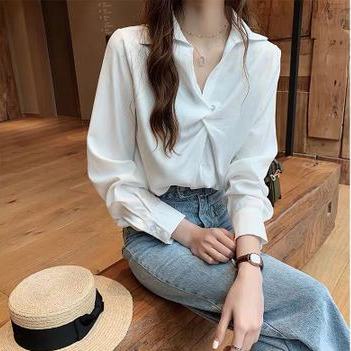 Áo Sơ Mi Trắng Dáng Rộng Phong Cách Phương Tây Thời Trang Cho Nữ