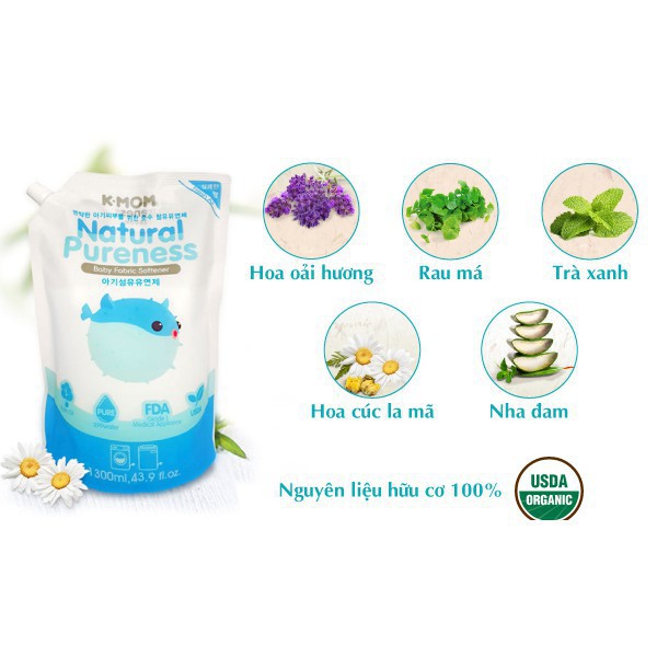 Nước xả vải quần áo hữu cơ (organic) Kmom - Nước xả vải K-mom Hàn Quốc