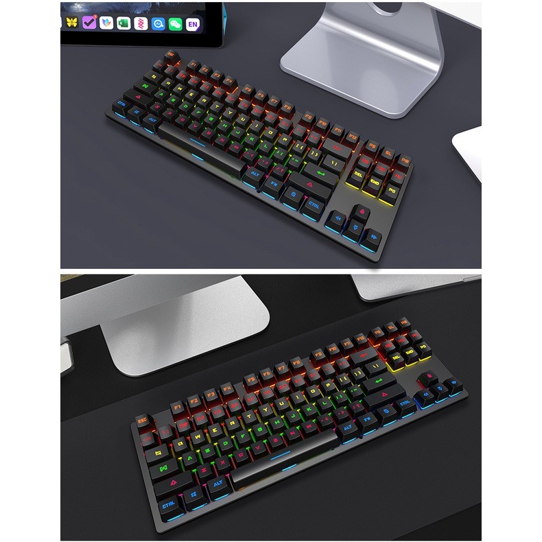 Bàn phím cơ Gaming Leaven K550 Blue Switch TKL 87 phím , LED Rainbow , chống nước