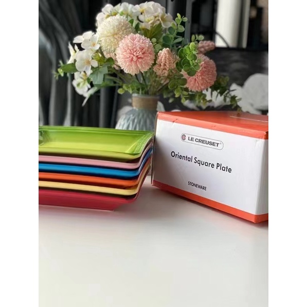 Đĩa vuông Le creuset 21cm, 16cm chất liệu gốm sứ bền đẹp,dùng trang trí decor bàn ăn, quà tặng, nhà hàng, quán cafe