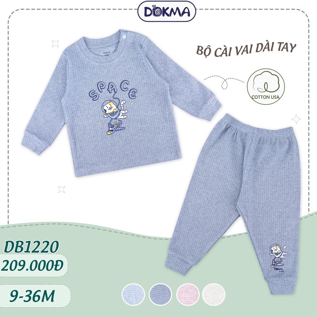 DB1220 Bộ dài tay cổ tròn Dokma chất nỉ dày vừa (9-36M)