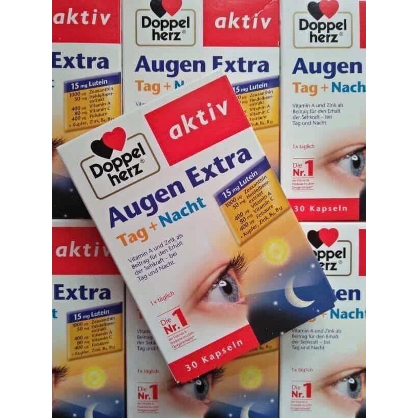 Viên uống bổ mắt Doppel Herz Augen Extra Tag +Nacht hàng Đức hộp 30v