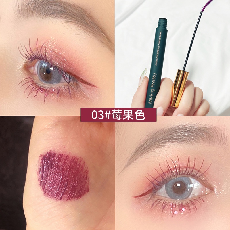 Mascara Trang Điểm Màu Sắc Đầu Cọ Mỏng Uốn Cong Làm Dài Lông Mi Lâu Trôi Không Nhòe Kháng Nước Và Mồ Hôi