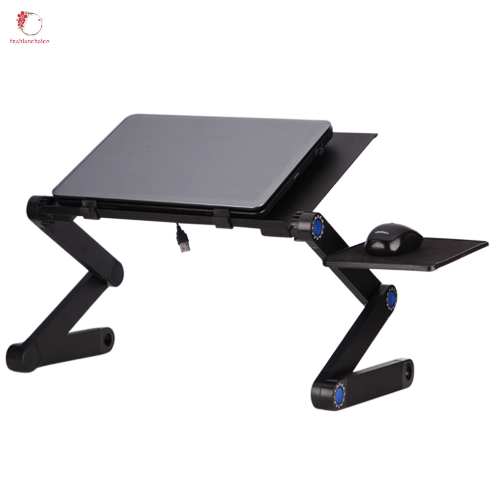 Adjustable Laptop Folding Desk Table Tray Bed Mouse Holder with Fans for Home