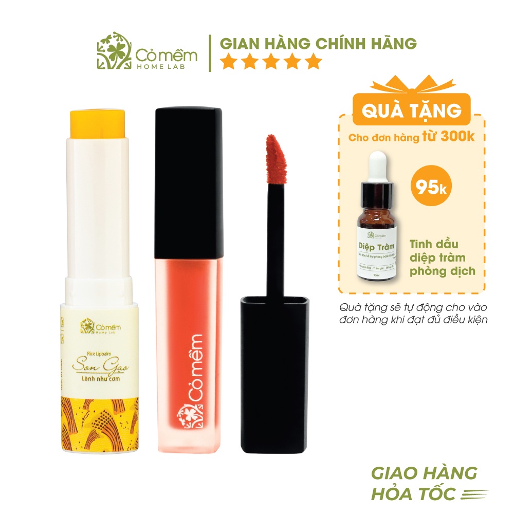 Combo Son Kem Nhung Và Son Dưỡng Không Silicone Mềm Mượt Cỏ Mềm 100g