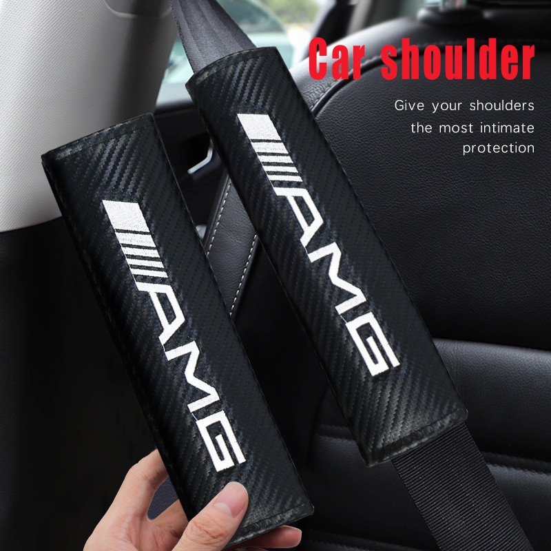 Set 2 Đệm Bọc Dây Đai An Toàn Bằng Sợi Carbon Cho Mercedes-Benz A B C E S Clkass W203 W210 W211 W124 W202 W204 AMG