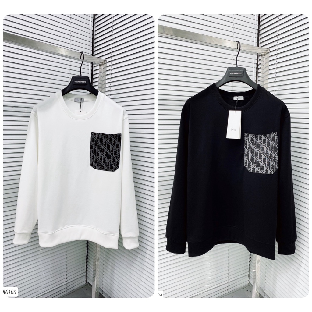 Áo Nỉ Dài Tay Di.or Nam Thêu Hoạ Tiết Túi Siêu Đẹp - Áo Dài Tay Di.or Nam Thêu Hoạ Tiết Monogram Siêu Xịn