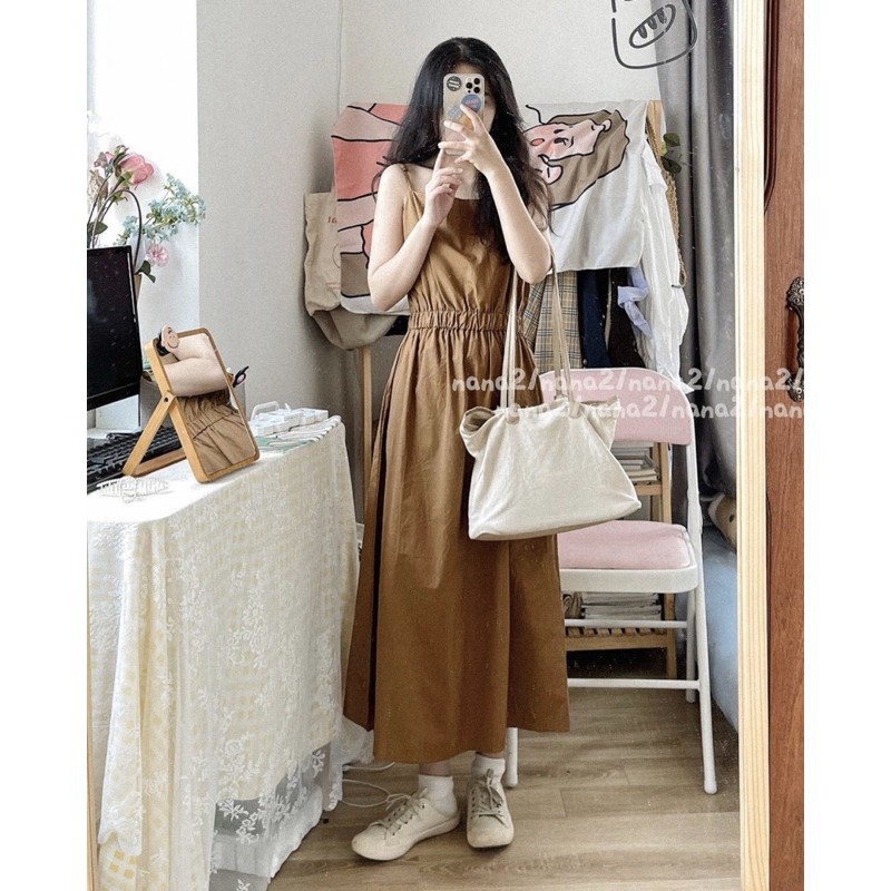 Váy 2 dây bo thun eo