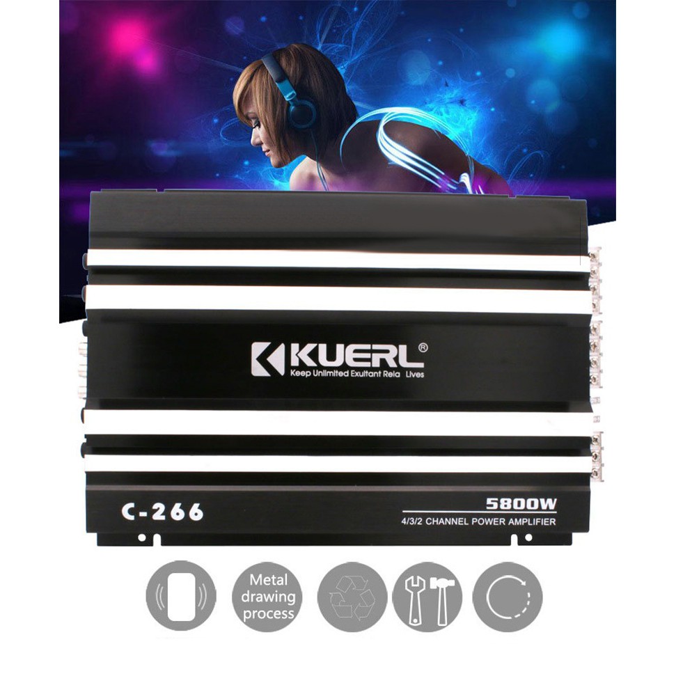 Bộ Khuếch Đại Âm Thanh Ô Tô 4 Kênh Kuerl 5800W C-266