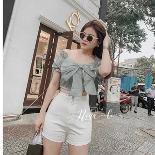 Quần Short Jean Nữ Cạp Cao Co giãn tốt