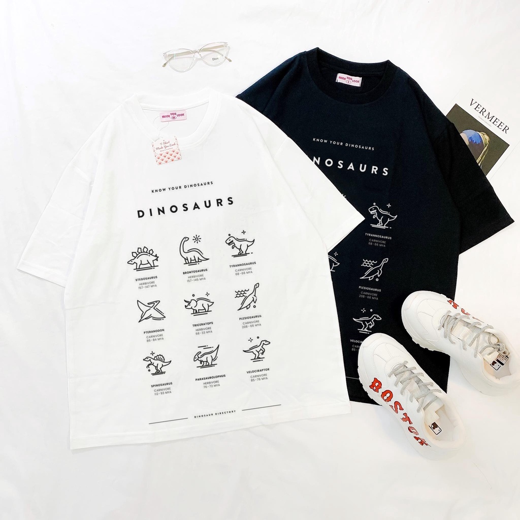 Áo thun tay lỡ  DINOSAURS  phông Unisex nam nữ tee oversize form rộng pull Ulzzang Streetwear Hàn Quốc vải mềm