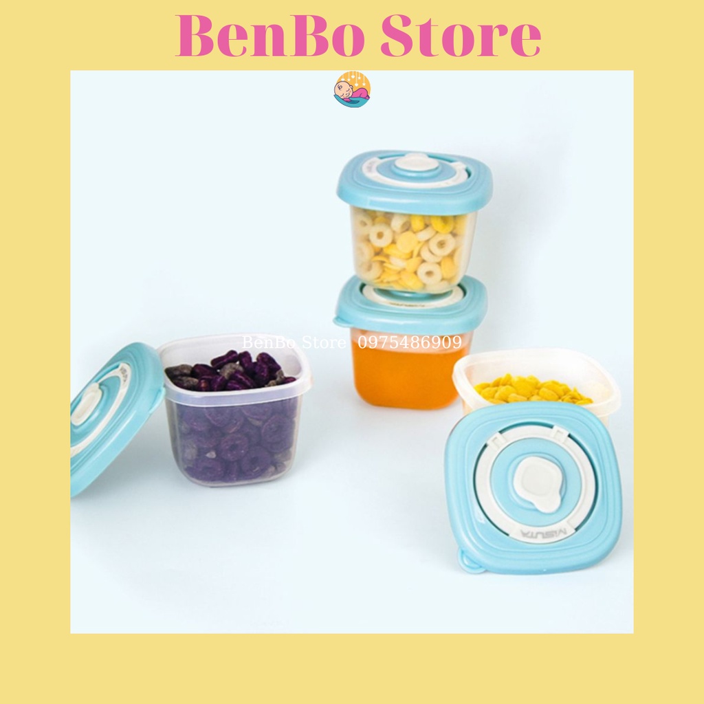 Hộp trữ đông, hộp trữ đồ ăn dặm cho bé 120ml Misuta, dùng được trong lò vi sóng, có đặt lịch ngày trữ đông