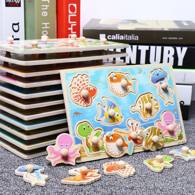 Đồ chơi núm gỗ nhiều chủ đề động vật, giao thông, nông trại giúp bé học tập đồ chơi cho bé trẻ em