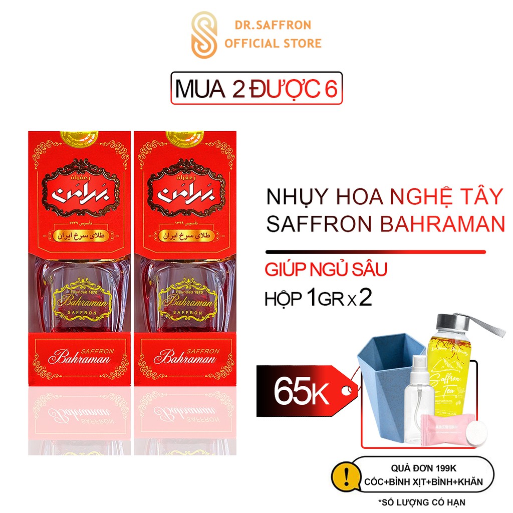 COMBO Nhụy Hoa Nghệ Tây SAFFRON BAHRAMAN 2 hộp - hộp 1Gr [Date 03/2023]