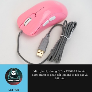 Chuột chơi game led E-DRA EM660 Lite BLACK/PINK