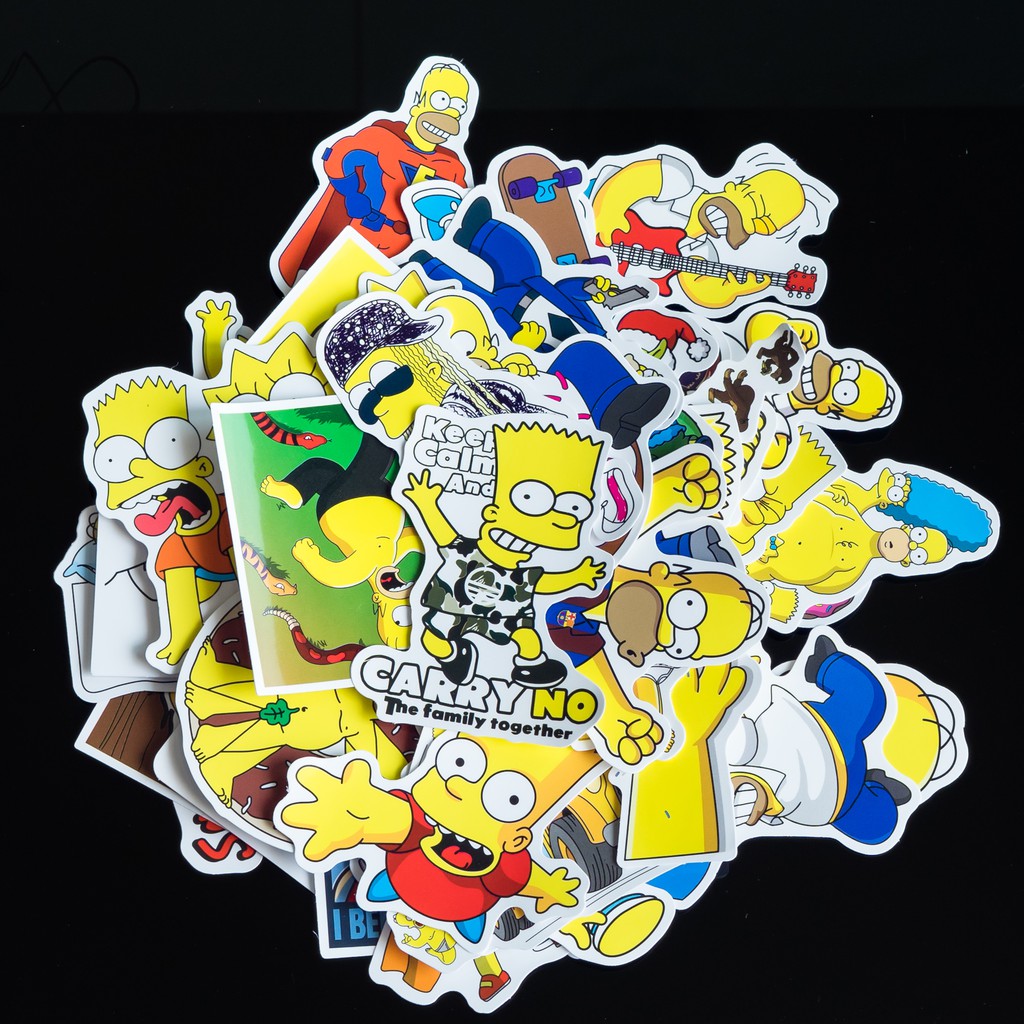 Sticker Simpson M2 chống nước lâu phai trang trí laptop, mũ bảo hiểm, đàn, guitar, ukelele, macbook, điện thoại