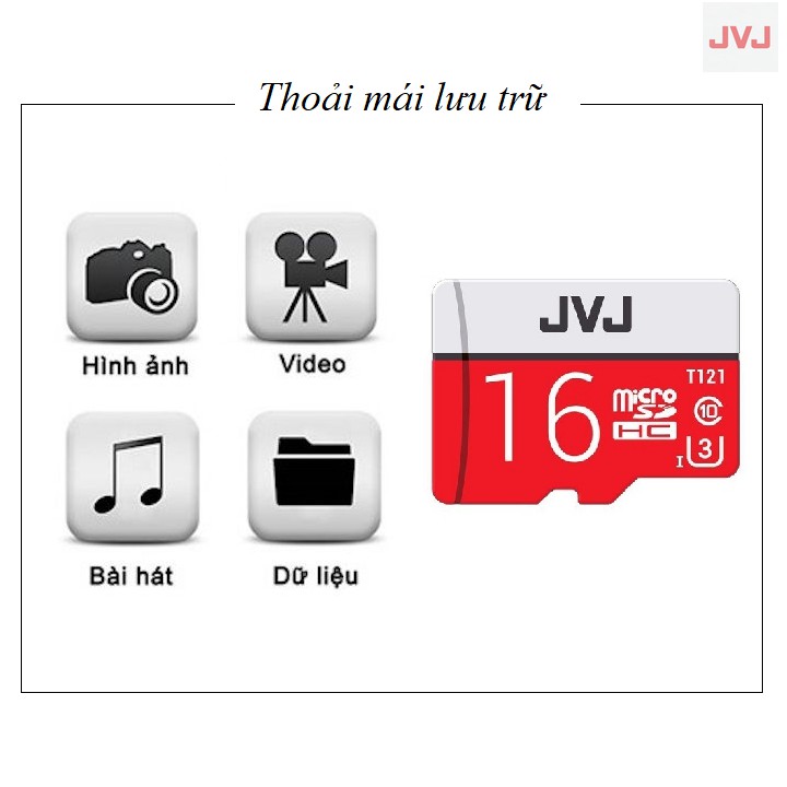 Thẻ nhớ 16Gb JVJ Pro U3 Class 10 - Chuyên dụng CAMERA, Điện thoại, Máy ảnh chuyển dụng tốc độ cao 90Mb/s | BigBuy360 - bigbuy360.vn