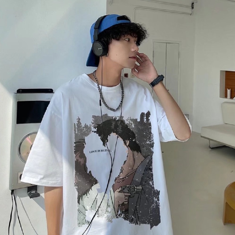 Áo Thun Ngắn Tay Form Rộng Phong Cách Hàn Quốc Dành Cho Nam