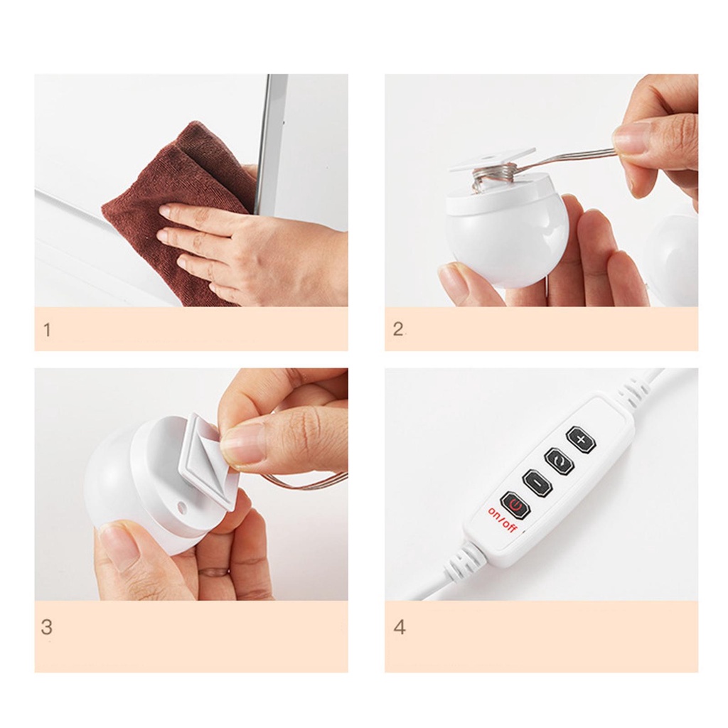 Bộ Dây Đèn LED Vanity Trang Điểm Gương Trang Điểm Phong Cách Hollywood Có Thể Điều Chỉnh Độ Sáng