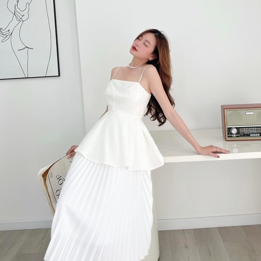 Áo peplum 2 dây tùng xòe