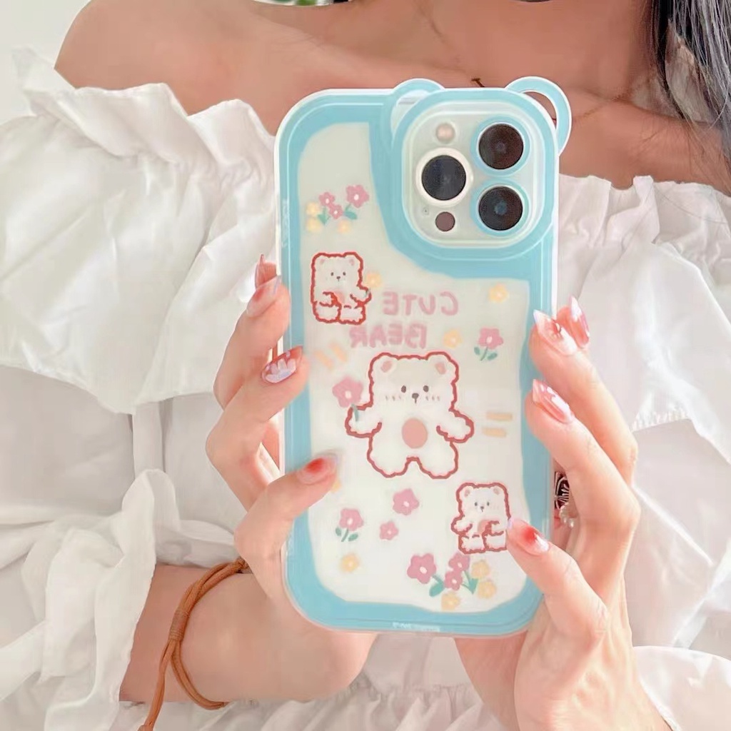 Ốp Điện Thoại TPU Silicon Mềm Trong Suốt In Hình Gấu Dễ Thương Cho iPhone 13 11 12 Pro 7 8 Plus Max X XS XR 6 6S