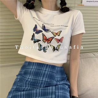 Áo croptop nữ - Áo croptop nữ in 3D 8 con bướm