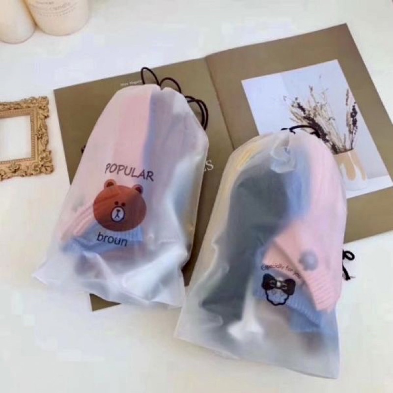 Set 10 đôi tất gấu cổ ngắn siêu dễ thương kháng khuẩn cute Hàn Quốc - Techzone