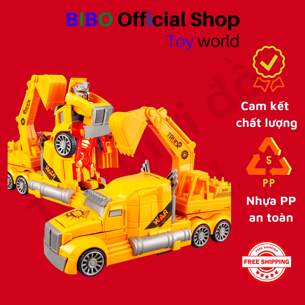 Máy xúc biến hình cho trẻ em, máy xúc biến hình có âm nhạc và đèn giúp bé phát triển trí tuệ