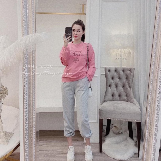 BỘ NỈ HỒNG QUẦN XÁM JOGGER
