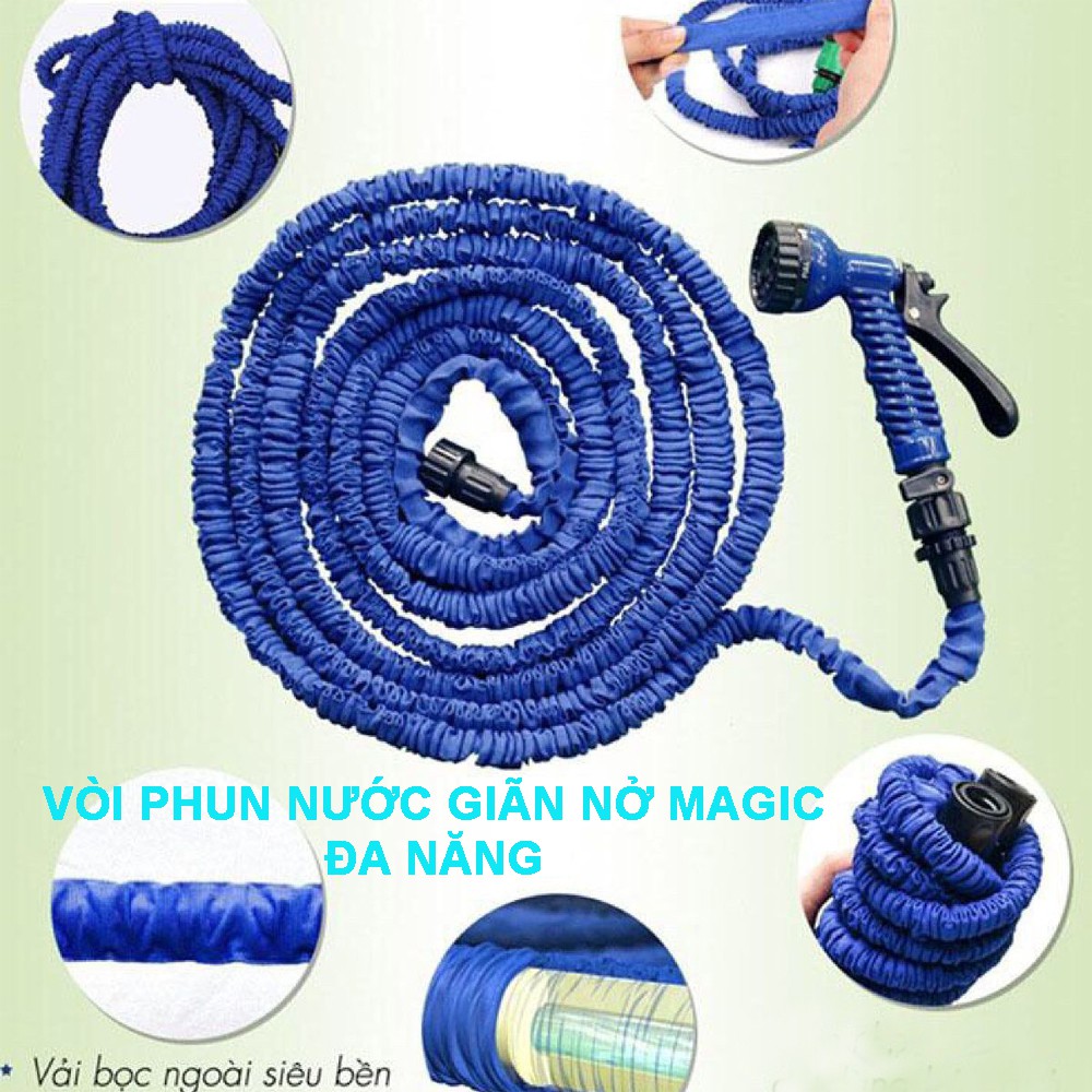 Vòi Xịt Nước Giãn Nở Thông Minh Cao Cấp Dài 15M, Dây Bơm Nước Co Giãn, Tưới Cây, Rửa Xe, Xịt Rửa Sân Vườn Đa Năng