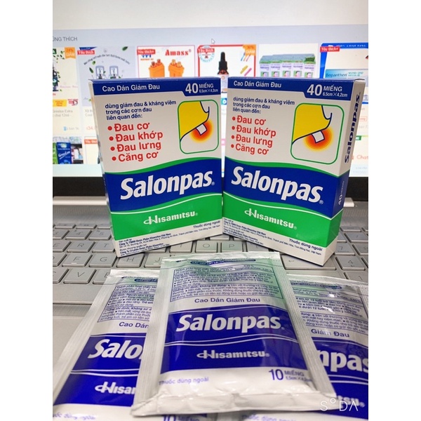 Miếng dán giảm đau Salonpas  Giảm Đau Vai, Lưng, Cơ, Mỏi Cơ, Đau Khớp, Bầm Tím