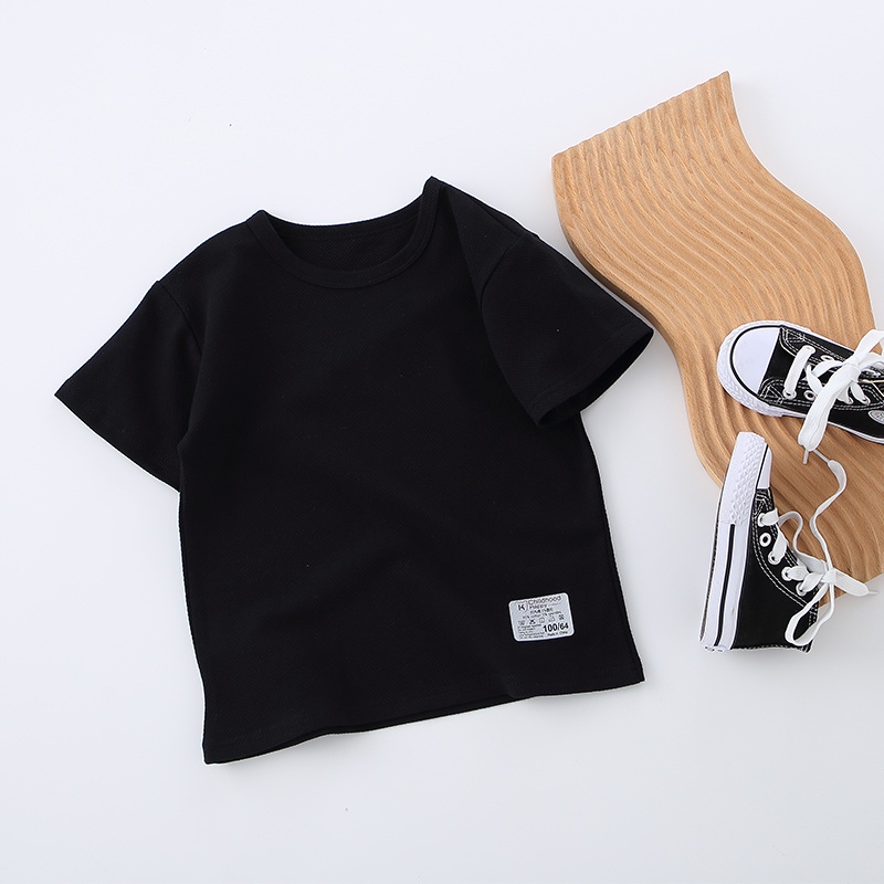 Áo Thun Cotton Trắng/Đen Đơn Giản Mùa Hè 2022 Cho Bé 2-12 Tuổi