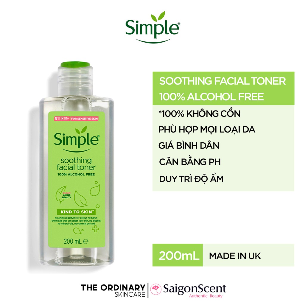 Nước cân bằng Simple Soothing Facial Toner 100% Alcohol Free ( 200mL )